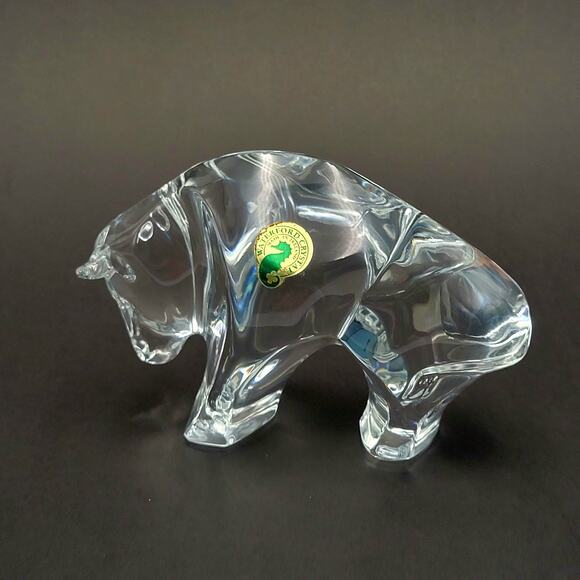 Vtg MINT Waterford Crystal Wall Street Bull 114458 Taurus Paperweight RETIRED